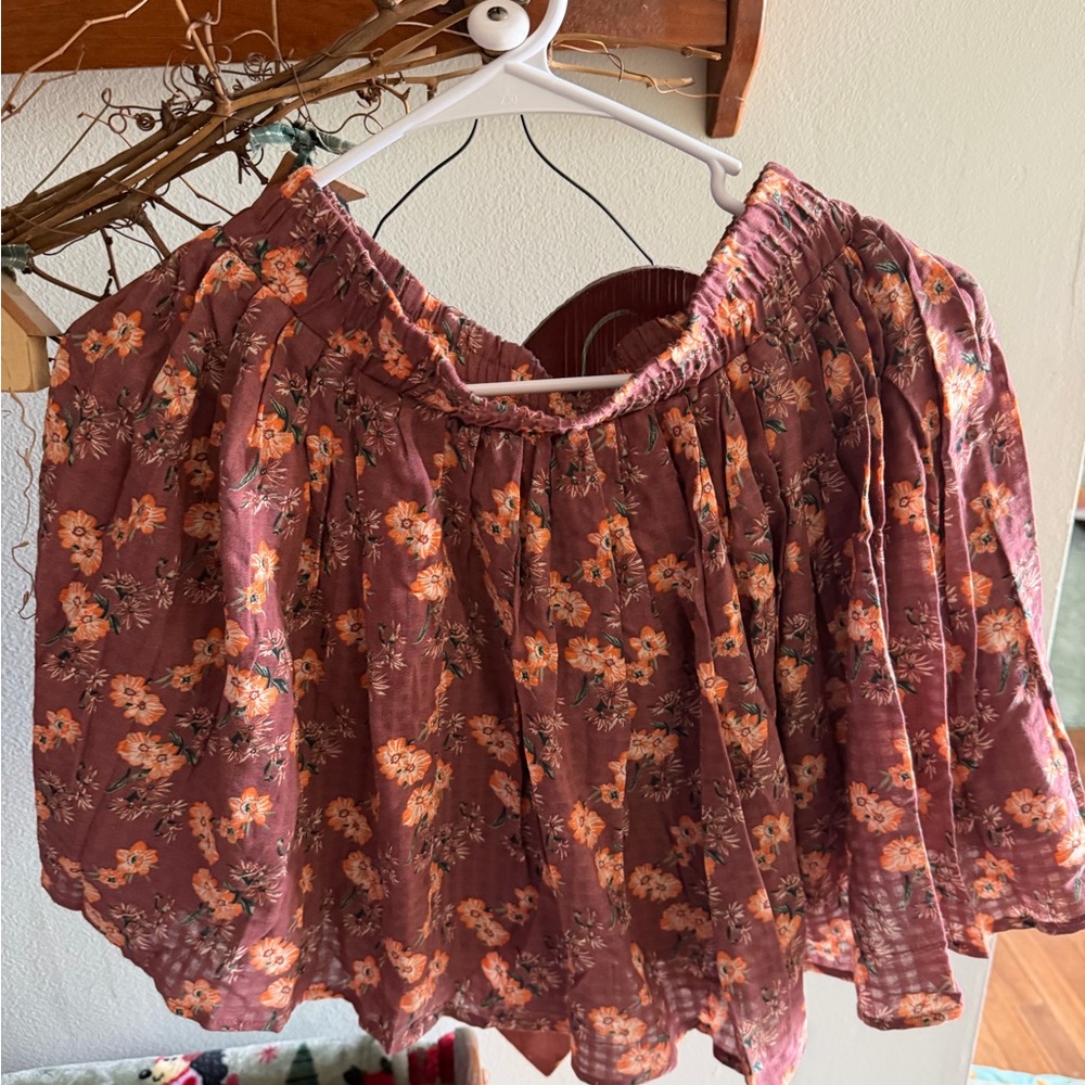 Easel Floral Mini Skirt in Mauve and Orange